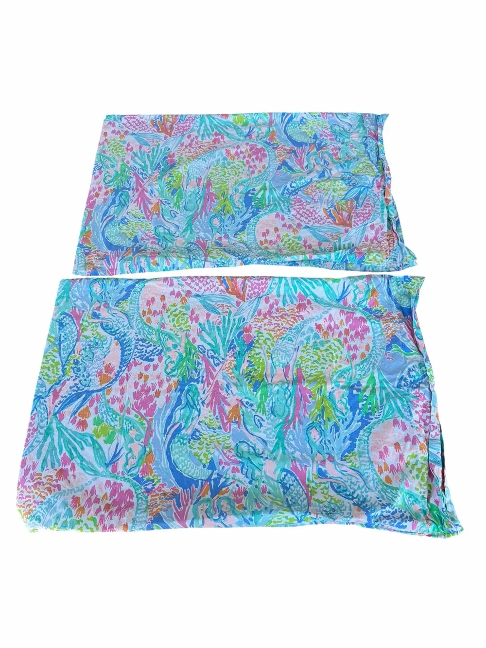 Lilly Pulitzer Pottery Barn Kids Mermaid Cove 2-Piece Pillowcase Set 100% Cotton